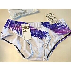 New Men's Danny Miami Purple Palm Trees Bikini Swim Brief S Small Sexy Gay